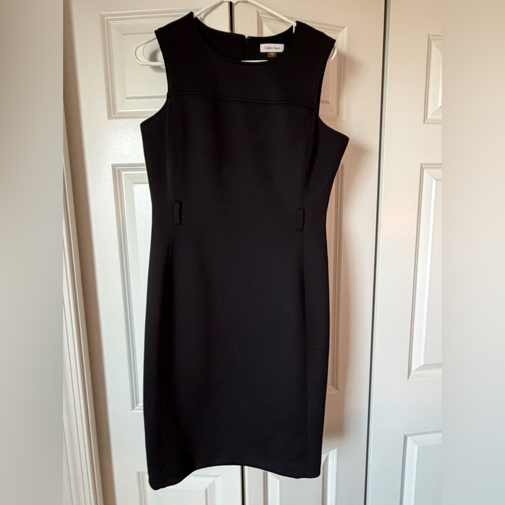 Calvin Klein Classic Black Sheath Dress size 12 - belt missing, barely worn